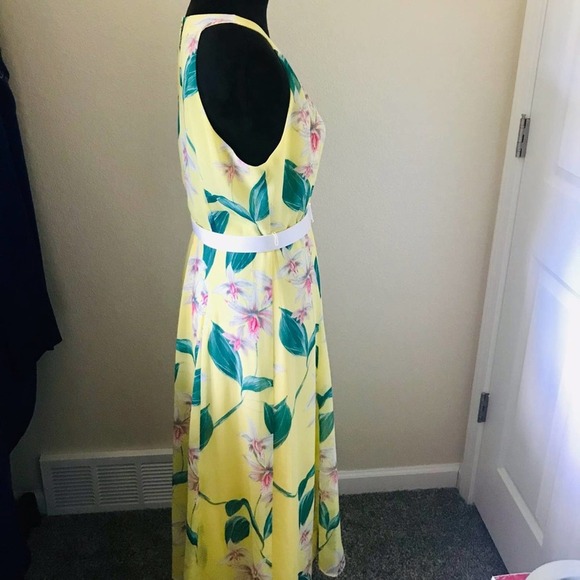 Tommy Hilfiger Yellow Midi Belted Dress Size 10 - Picture 4 of 6